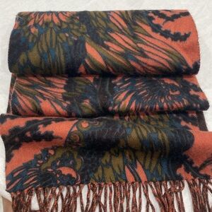 Nordstrom 100% cashmere scarf🧣 reversible Autumn 🍂 colors 62” by 12” & fringes